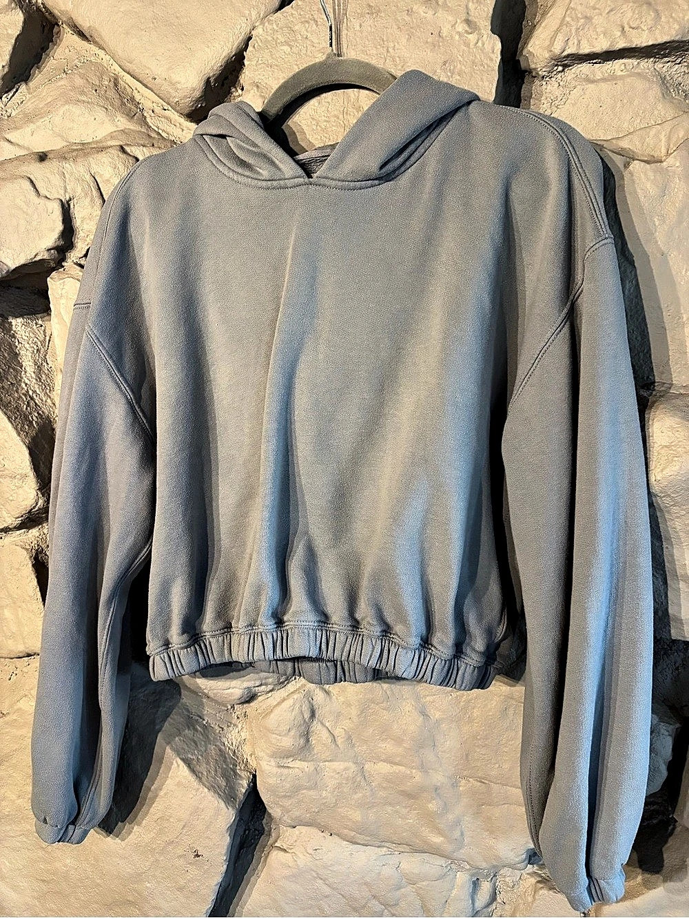 Abercrombie & Fitch Soft A&F Collection Cropped Hoodie Blue Medium